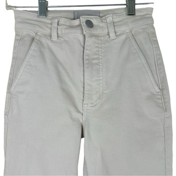 Everlane Straight Leg Crop Pants Bone Off-White Size 00 High Rise Cotton Twill - Picture 3 of 11